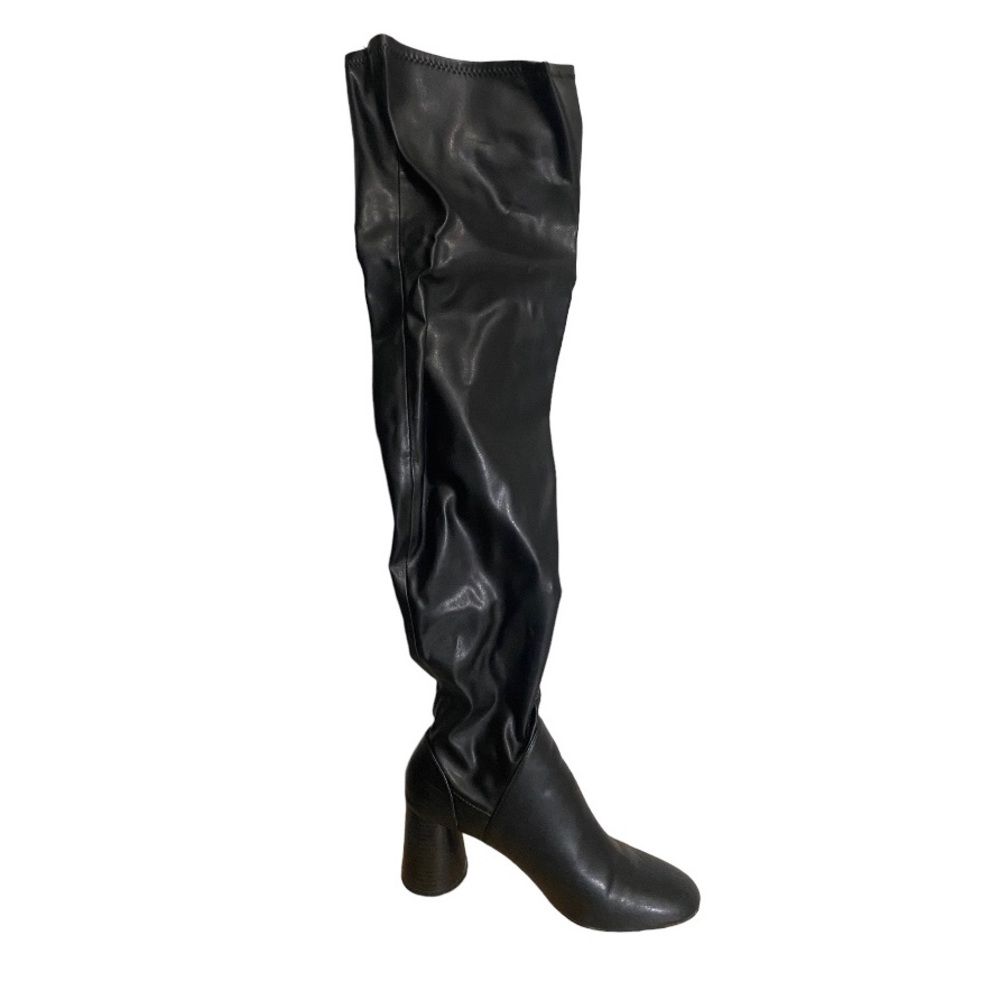 Zara Faux Leather Black Over the knee Boots Size 7.5 - Picture 7 of 7